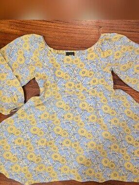 Sz 4-5 Yellow Daisy Floral Peplum Top